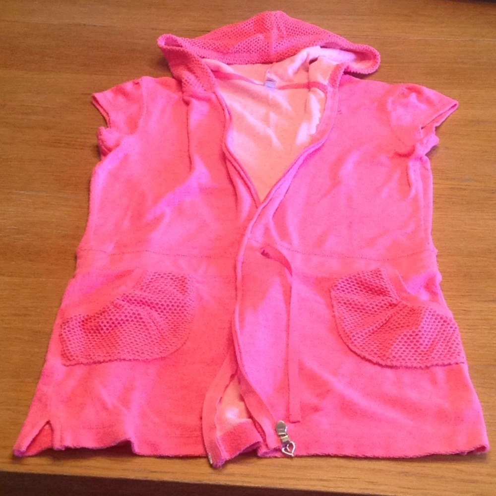 Justice Pink hood Terrycloth Beach Coverall-18